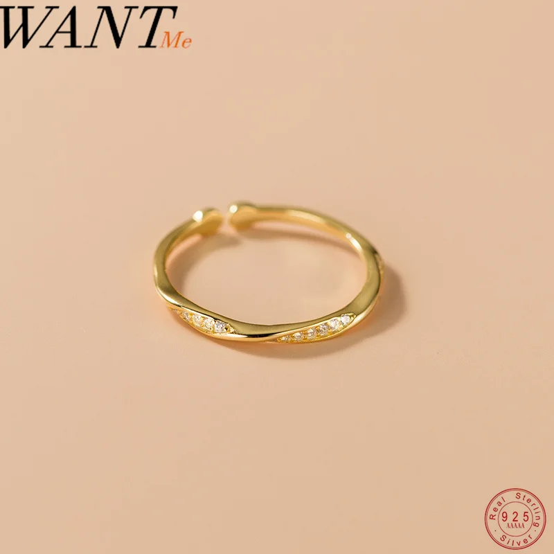 WANTME 925 Sterling Silver Fashion Simple Twist Shiny Zircon Opening Adjustable Finger Ring for Women Classic Chic Party Jewelry
WANTME 925 Sterling Silver Fashion Simple Twist Shiny Zircon Opening Adjustable Finger Ring for Women Classic Chic Party Jewelry