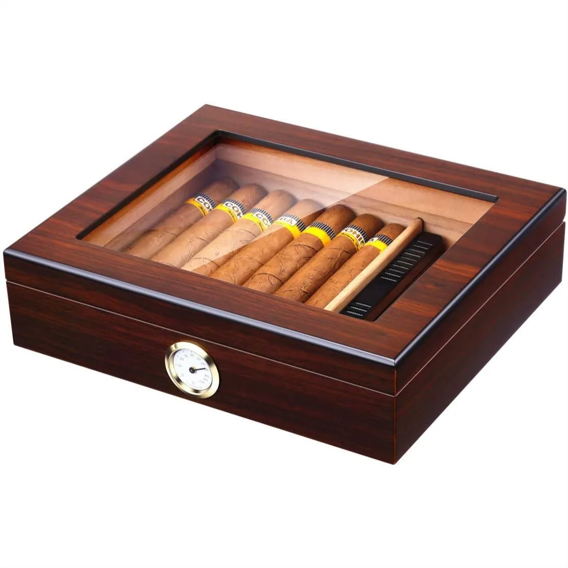 Handmade Cedar Cigar Humidor Box for 25 Cigars with Glass Top and Hygrometer
Handmade Cedar Cigar Humidor Box for 25 Cigars with Glass Top and Hygrometer