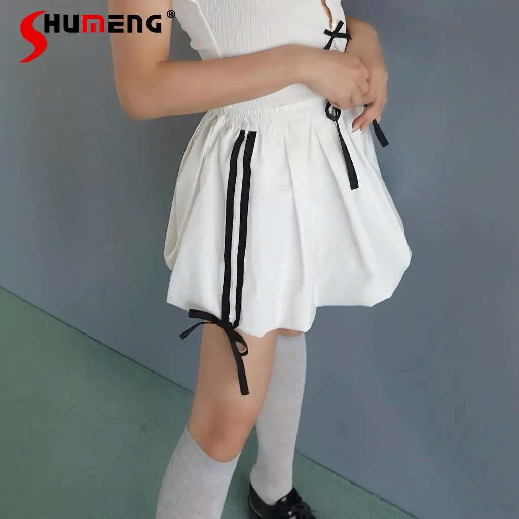 Japanese Fashion Sweet Elastic Waist Skirt Spring and Summer New Women's Bow Lace-up High Waist Culottes Lady Casual Short Skirt
Japanese Fashion Sweet Elastic Waist Skirt Spring and Summer New Women's Bow Lace-up High Waist Culottes Lady Casual Short Skirt