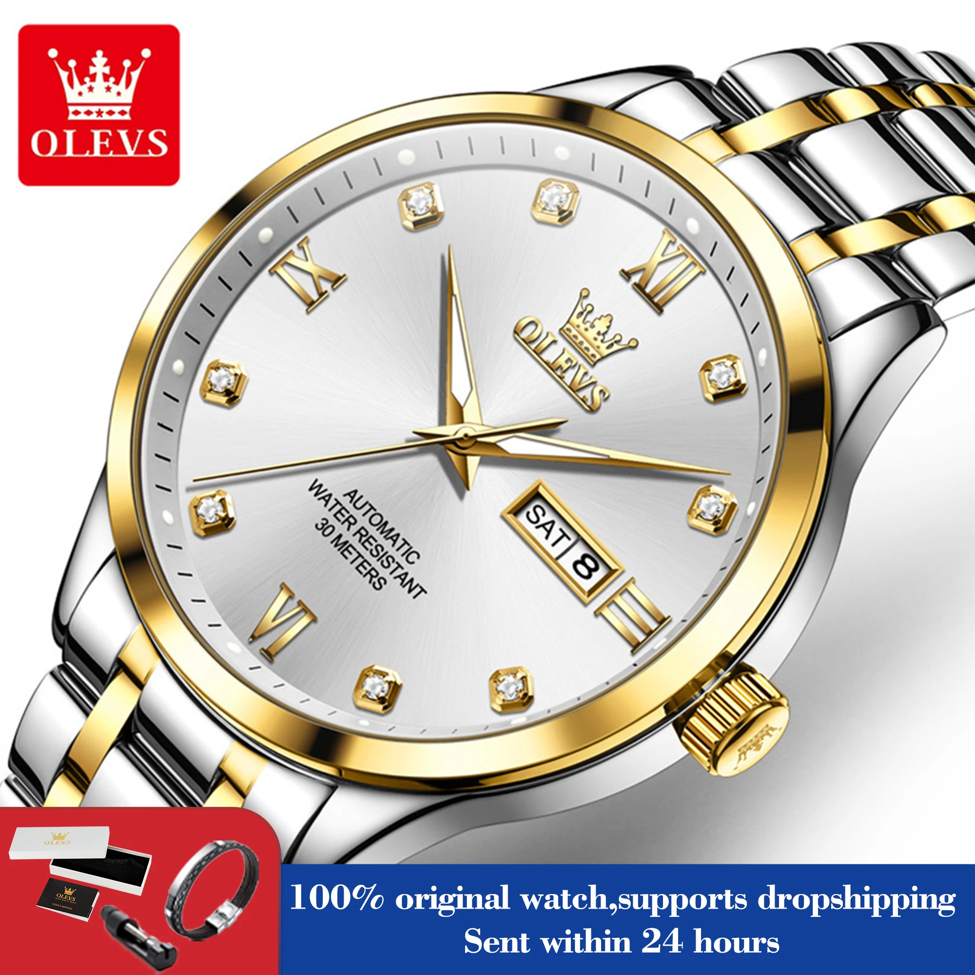 OLEVS Automatic Man Watch Business Diamond Scale Mechanical Watch For Men Dual Calendar Luxury Waterproof Men's Hand Clock 9946
OLEVS Automatic Man Watch Business Diamond Scale Mechanical Watch For Men Dual Calendar Luxury Waterproof Men's Hand Clock 9946