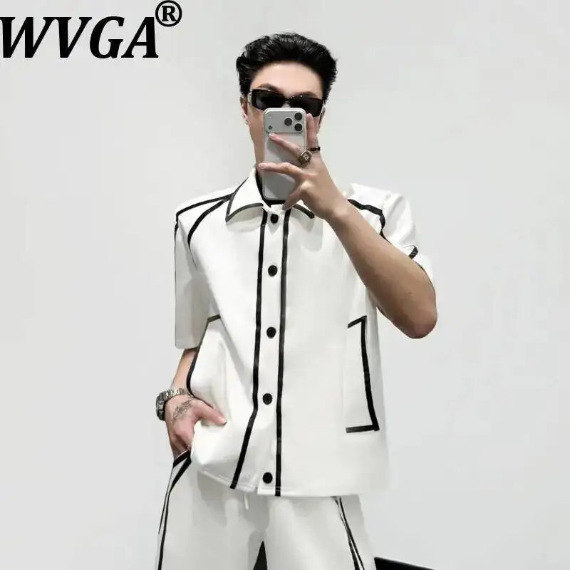 WVGA Summer New Men's Korean Style Contrasting Color Lapel Short Sleeved Tops Stylish Unique Design Draped Pants Sets Ins W24717
WVGA Summer New Men's Korean Style Contrasting Color Lapel Short Sleeved Tops Stylish Unique Design Draped Pants Sets Ins W24717