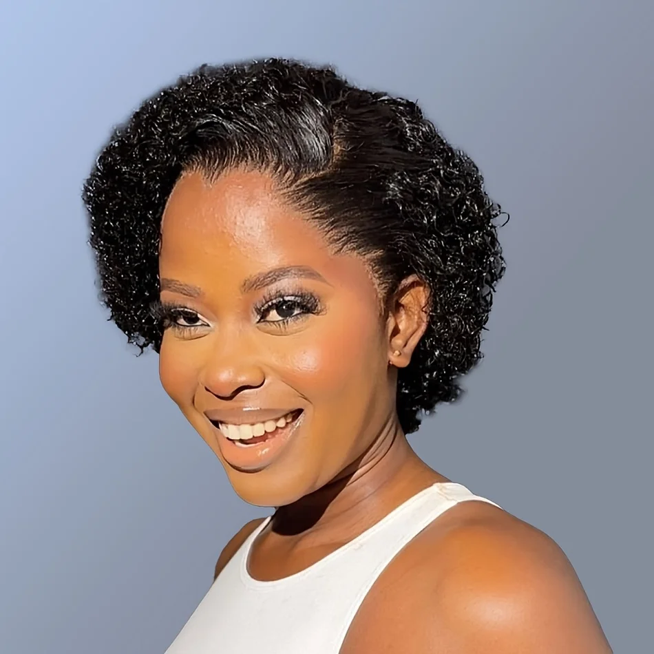 natural black color for women daily party use 13X1 T part lace pixie cut human hair wig short curly pixie wig
natural black color for women daily party use 13X1 T part lace pixie cut human hair wig short curly pixie wig