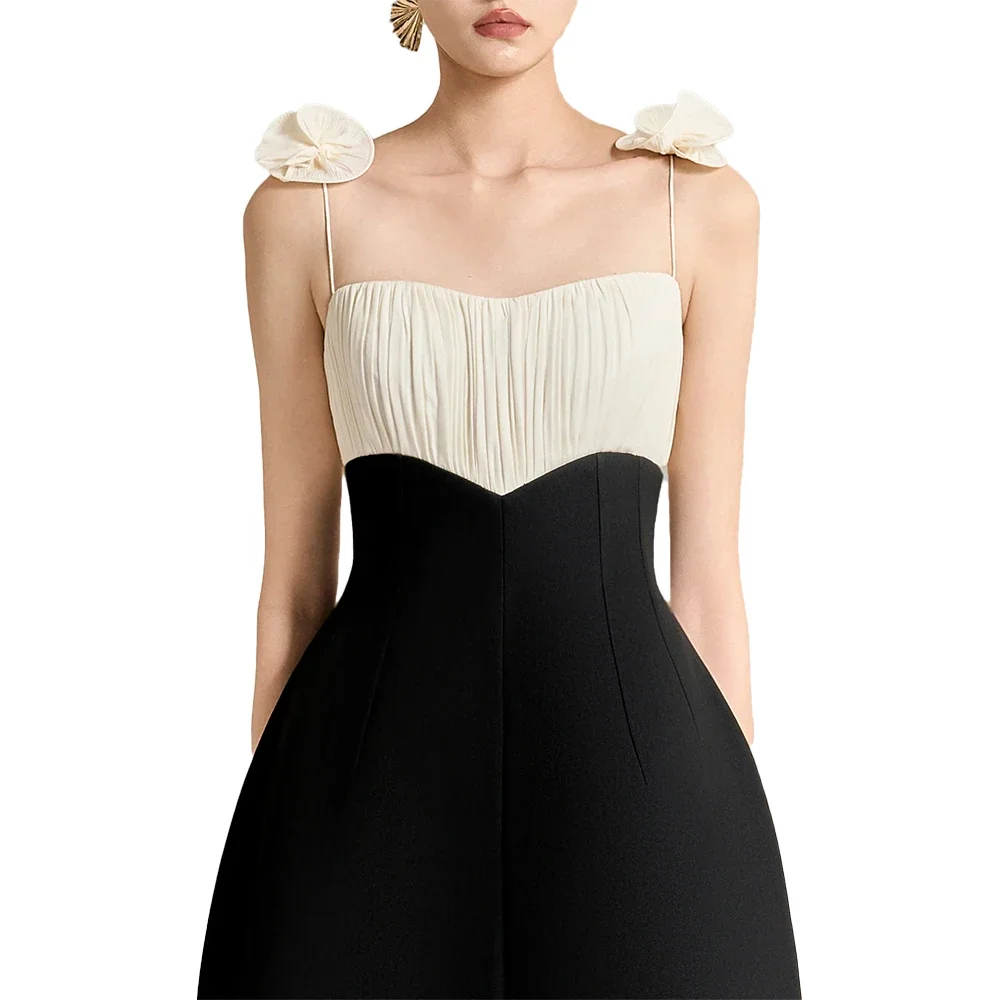 Luxurious Cocktail Party Dress with Attached Ivory Ruched Top and Black High Waist Skirt Retro Wedding Guest Midi Gown
Luxurious Cocktail Party Dress with Attached Ivory Ruched Top and Black High Waist Skirt Retro Wedding Guest Midi Gown