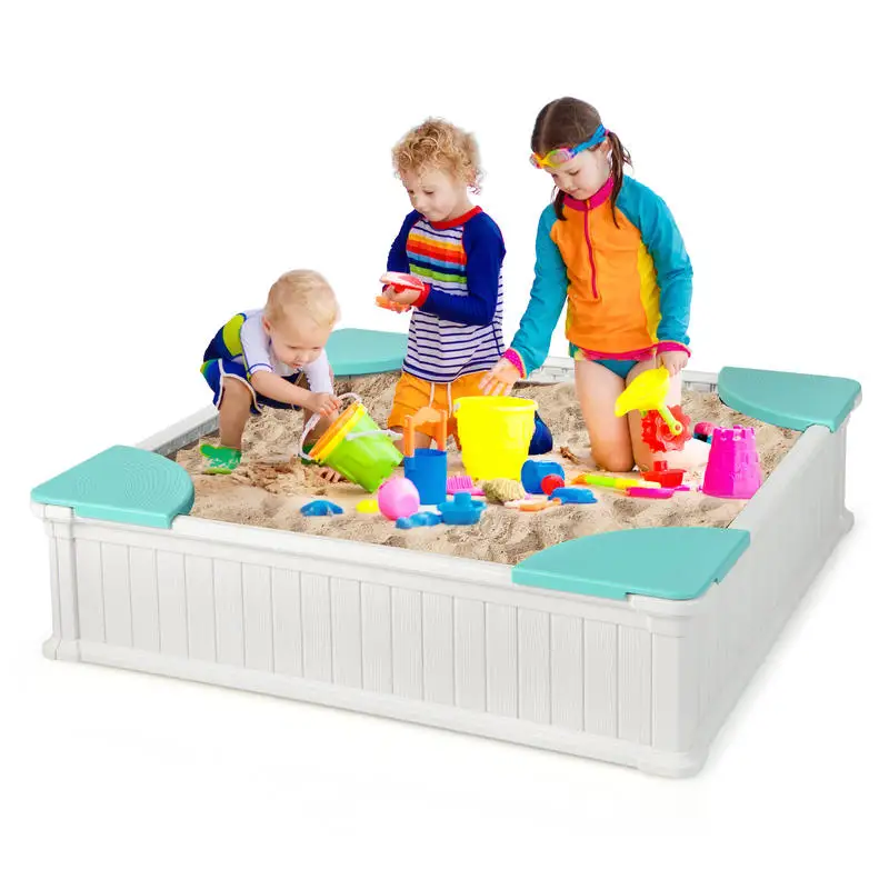 Kids Outdoor Sandbox with Oxford Cover and 4 Corner Seats-White
Kids Outdoor Sandbox with Oxford Cover and 4 Corner Seats-White