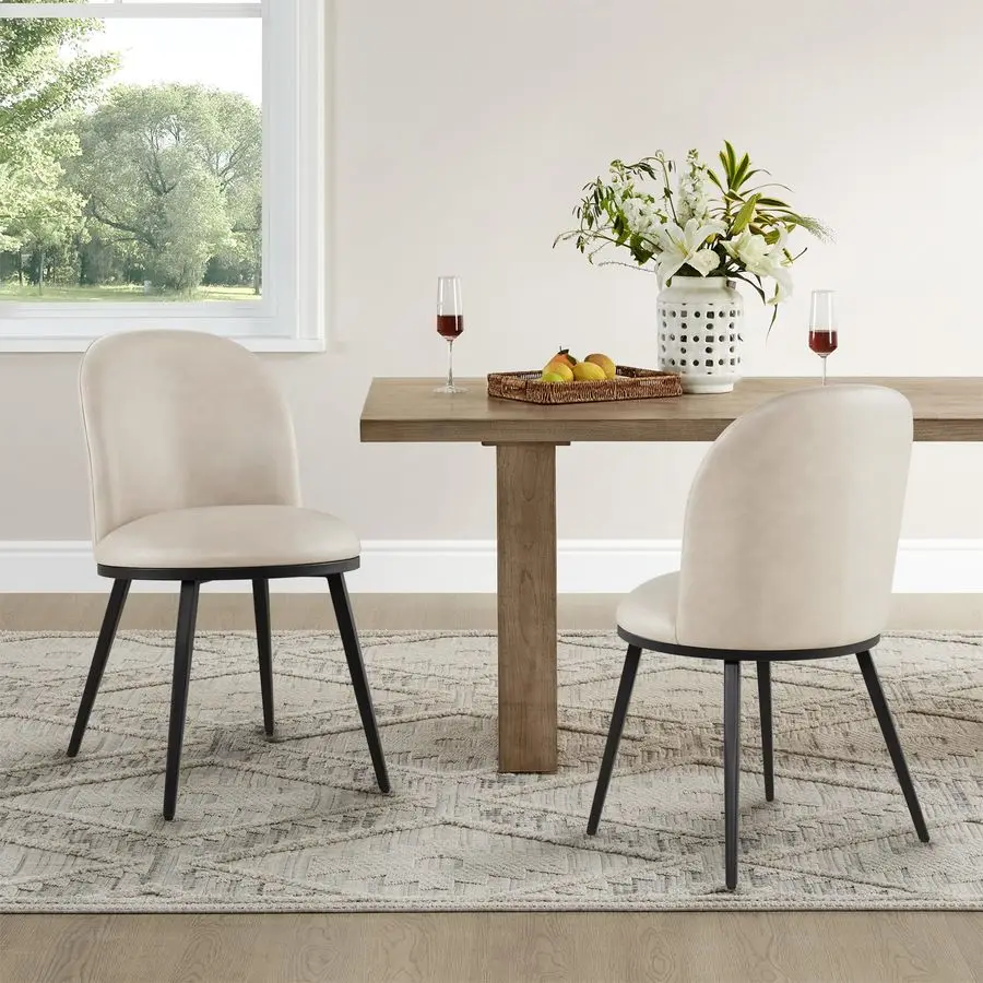 Chairs Set of 2, Faux Leather Upholstered Dining Room Chairs with Ergonomic Backrest amp Metal Legs, Modern Kitchen Side Chairs
Chairs Set of 2, Faux Leather Upholstered Dining Room Chairs with Ergonomic Backrest amp Metal Legs, Modern Kitchen Side Chairs