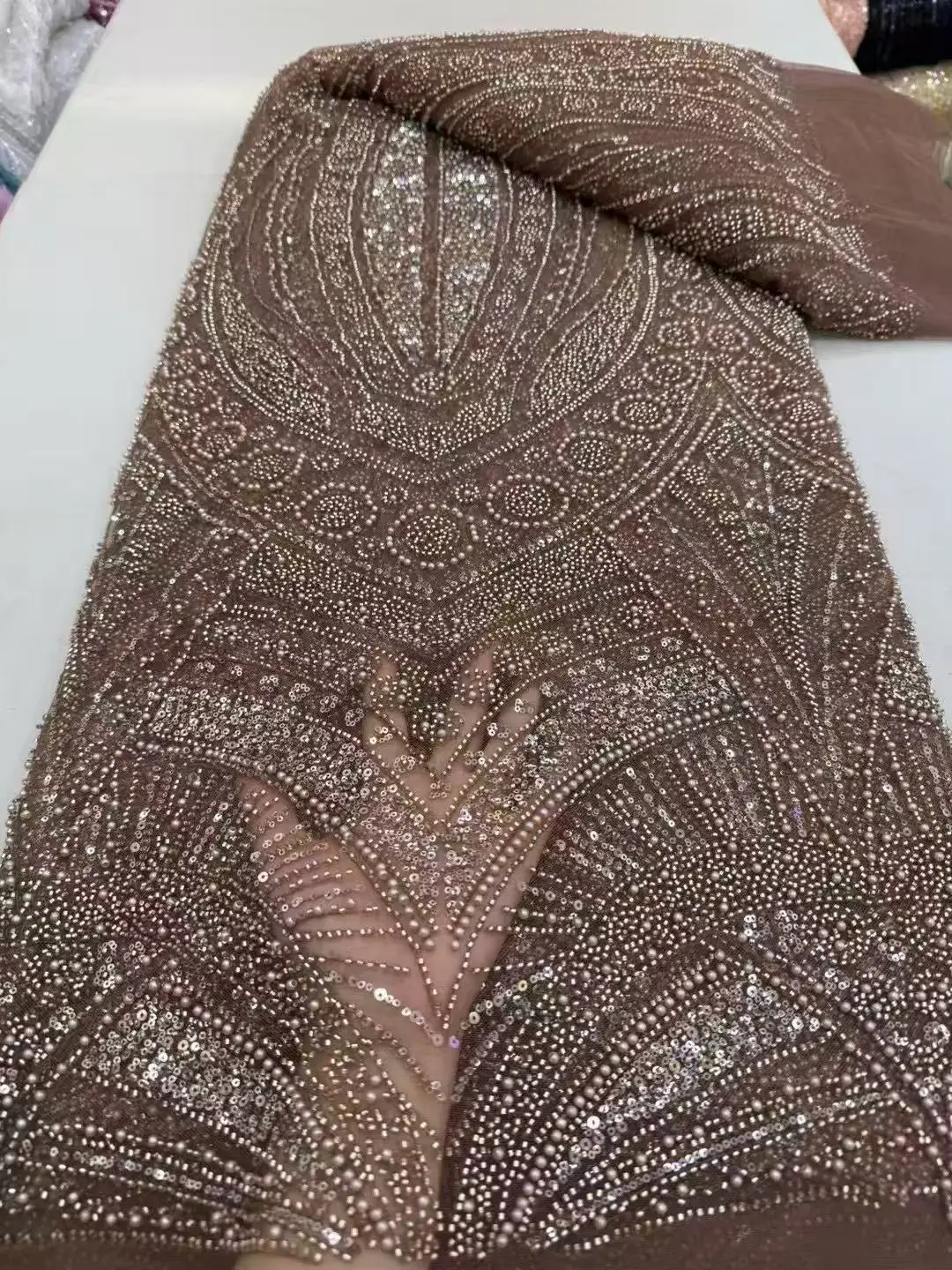 2025 soft and romantic! Light pink mesh material supplemented by delicate beaded sequin fabric, party dress wedding dress
2025 soft and romantic! Light pink mesh material supplemented by delicate beaded sequin fabric, party dress wedding dress