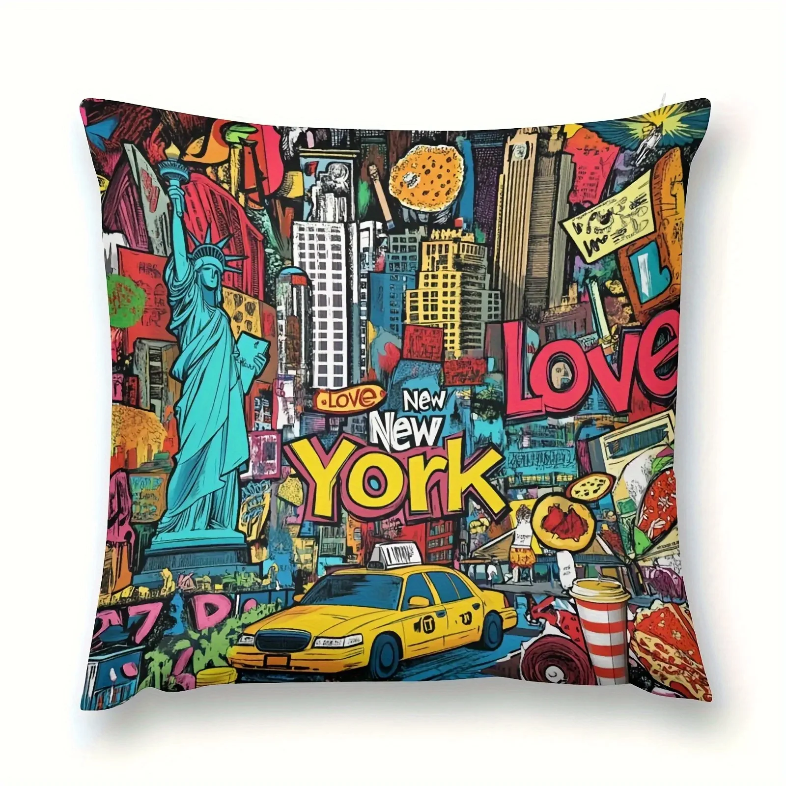 2D Flat 1pc 18x18 Inch New York Graffiti Art Pillow Cover, Zippered Washable for Home Decor, No Inserts
2D Flat 1pc 18x18 Inch New York Graffiti Art Pillow Cover, Zippered Washable for Home Decor, No Inserts