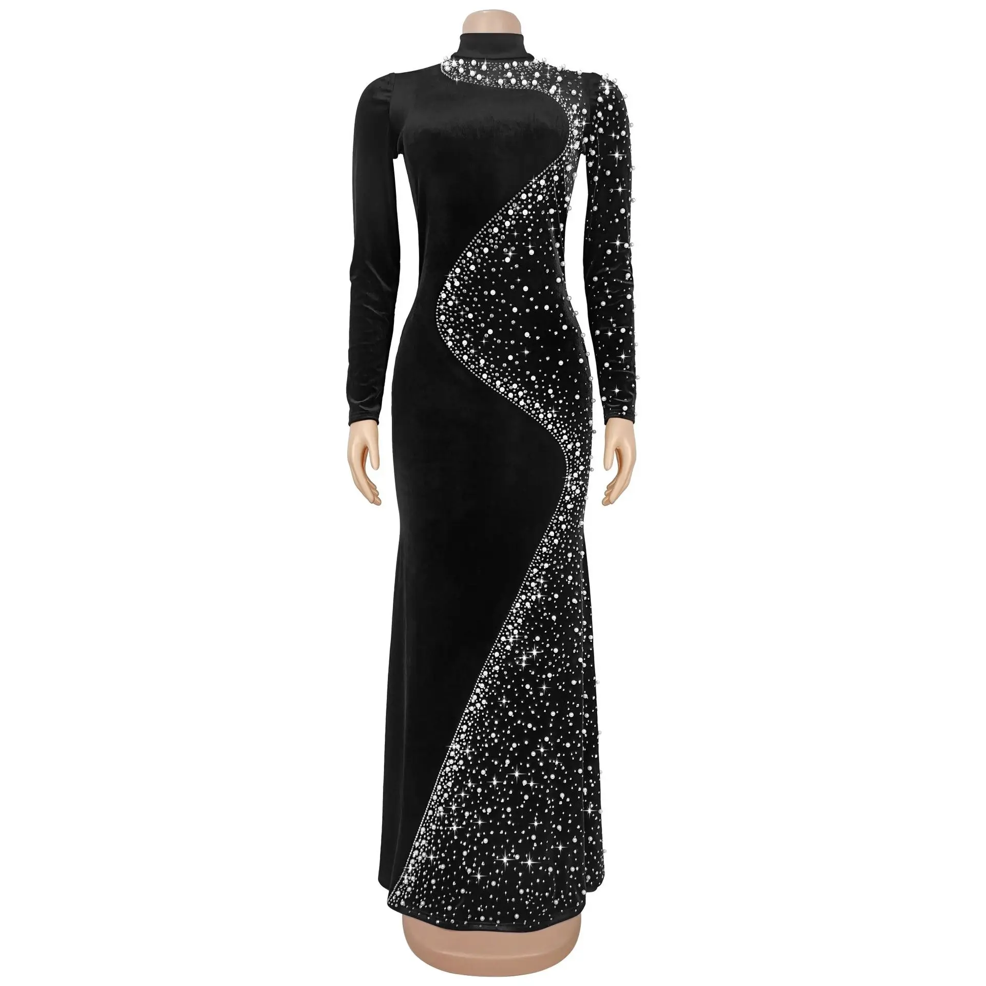 Luxury Diamond Velvet Long Dresses Spring Women Long Sleeves Hip Hugging Dress Autumn Female High Waist Zipper Knee Length Dress
Luxury Diamond Velvet Long Dresses Spring Women Long Sleeves Hip Hugging Dress Autumn Female High Waist Zipper Knee Length Dress