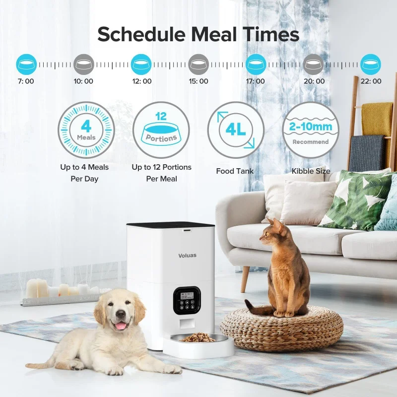 6L Capacity WiFi Smart Automatic Pet Feeder For Cats & Dogs - Stainless Steel Bowls, Timed Feeding Function With App Control
6L Capacity WiFi Smart Automatic Pet Feeder For Cats & Dogs - Stainless Steel Bowls, Timed Feeding Function With App Control