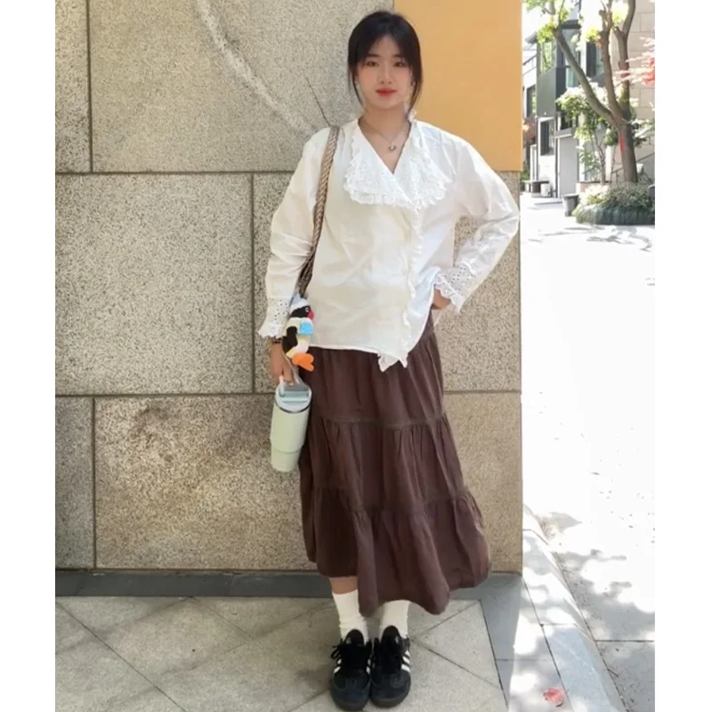 American Vintage Brown Lace Splice Cake Skirt Elastic Waist Loose Casual Versatile A-Line Long Skirt for Women
American Vintage Brown Lace Splice Cake Skirt Elastic Waist Loose Casual Versatile A-Line Long Skirt for Women