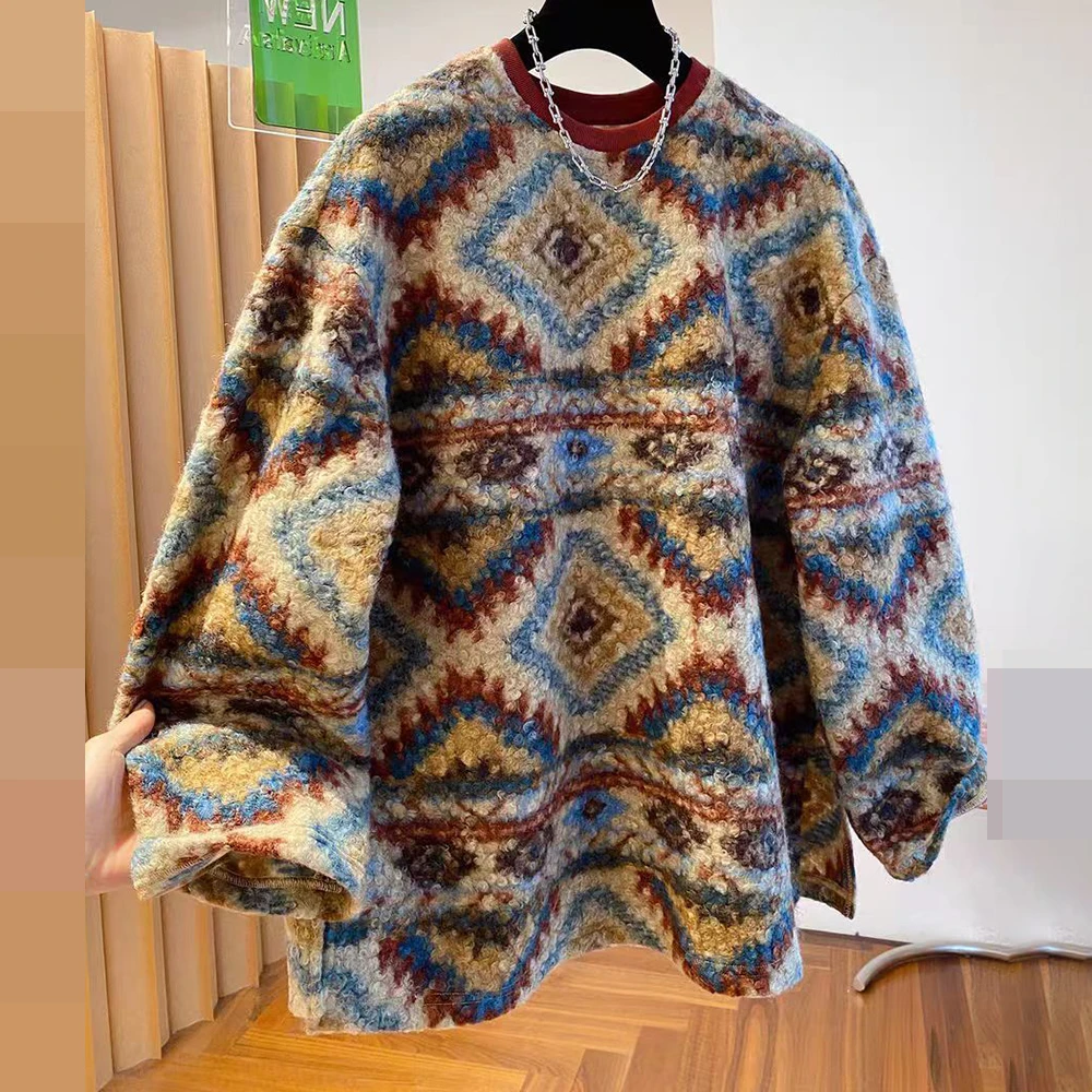 High sense Fair Island lamb wool sweater women's autumn and winter 2025 new loose retro large version medium and long top
High sense Fair Island lamb wool sweater women's autumn and winter 2025 new loose retro large version medium and long top