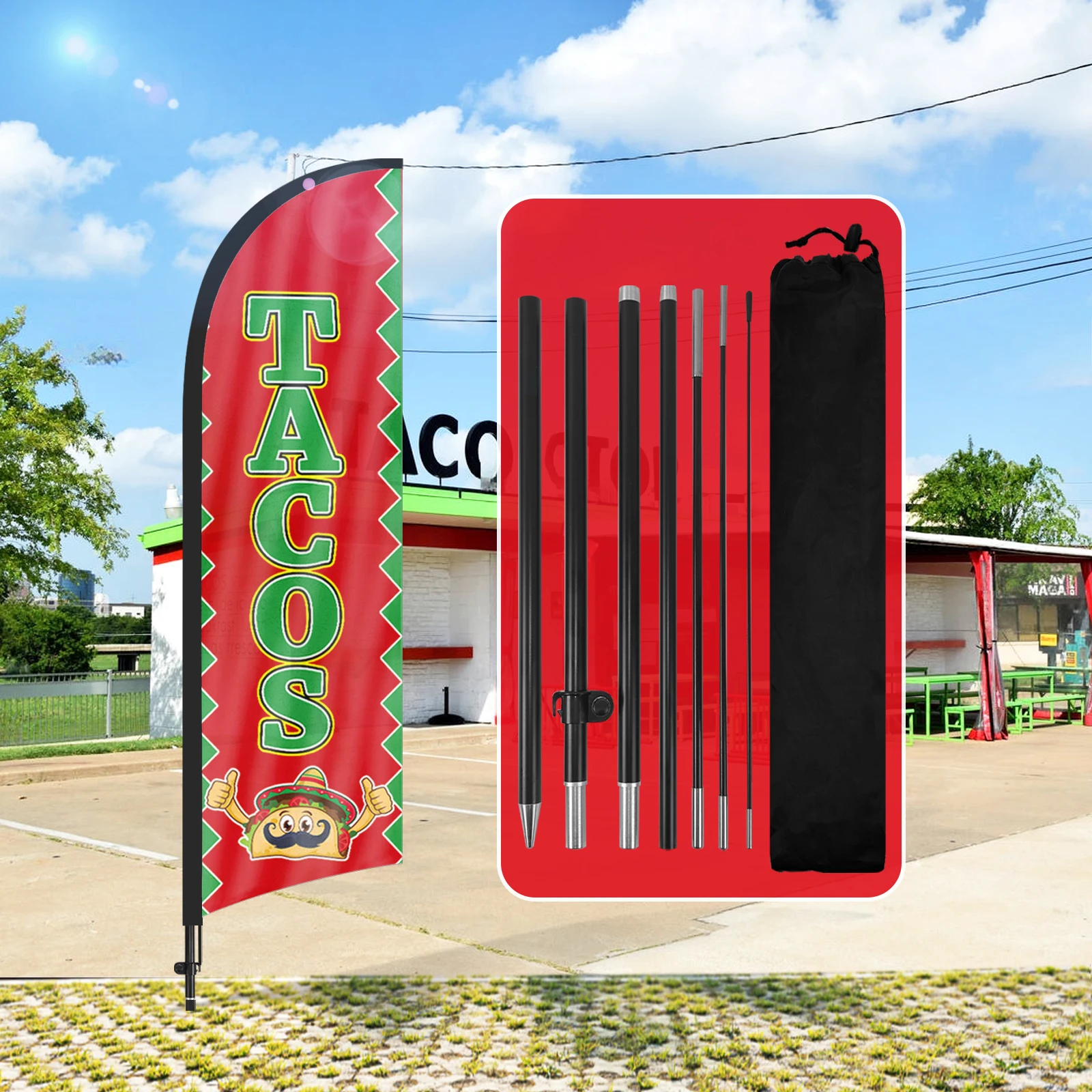 FSFLAG 1PCS 280CM The Tacos Feather Flag with Flagpole Advertising Outdoor Banner Decoration for Businesse and Storefront
FSFLAG 1PCS 280CM The Tacos Feather Flag with Flagpole Advertising Outdoor Banner Decoration for Businesse and Storefront