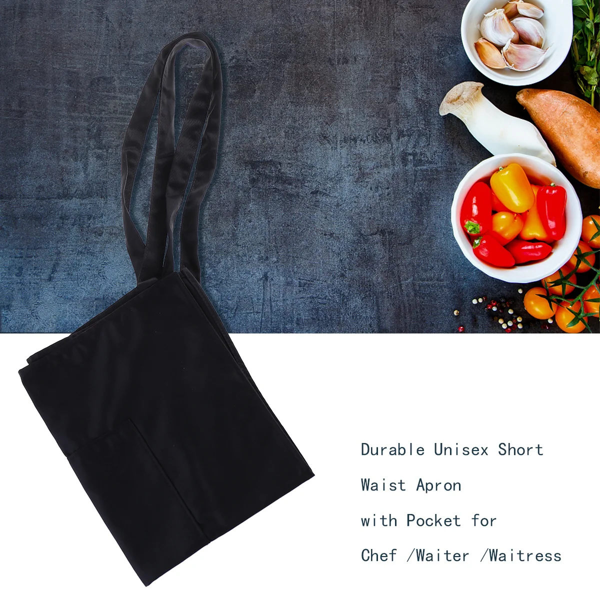 Black Unisex Short Waist Apron Polyester Cotton Short Apron for Chef Waiter Waitress Split Pocket Shrink Proof Easy Wash
Black Unisex Short Waist Apron Polyester Cotton Short Apron for Chef Waiter Waitress Split Pocket Shrink Proof Easy Wash