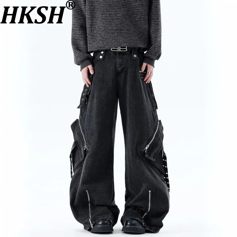 HKSH Zipper Multi-pocket Safari Style Jeans Men American High Street Niche Hip-hop Subculture Retro Wide-Leg Denim Pants HK20846
HKSH Zipper Multi-pocket Safari Style Jeans Men American High Street Niche Hip-hop Subculture Retro Wide-Leg Denim Pants HK20846