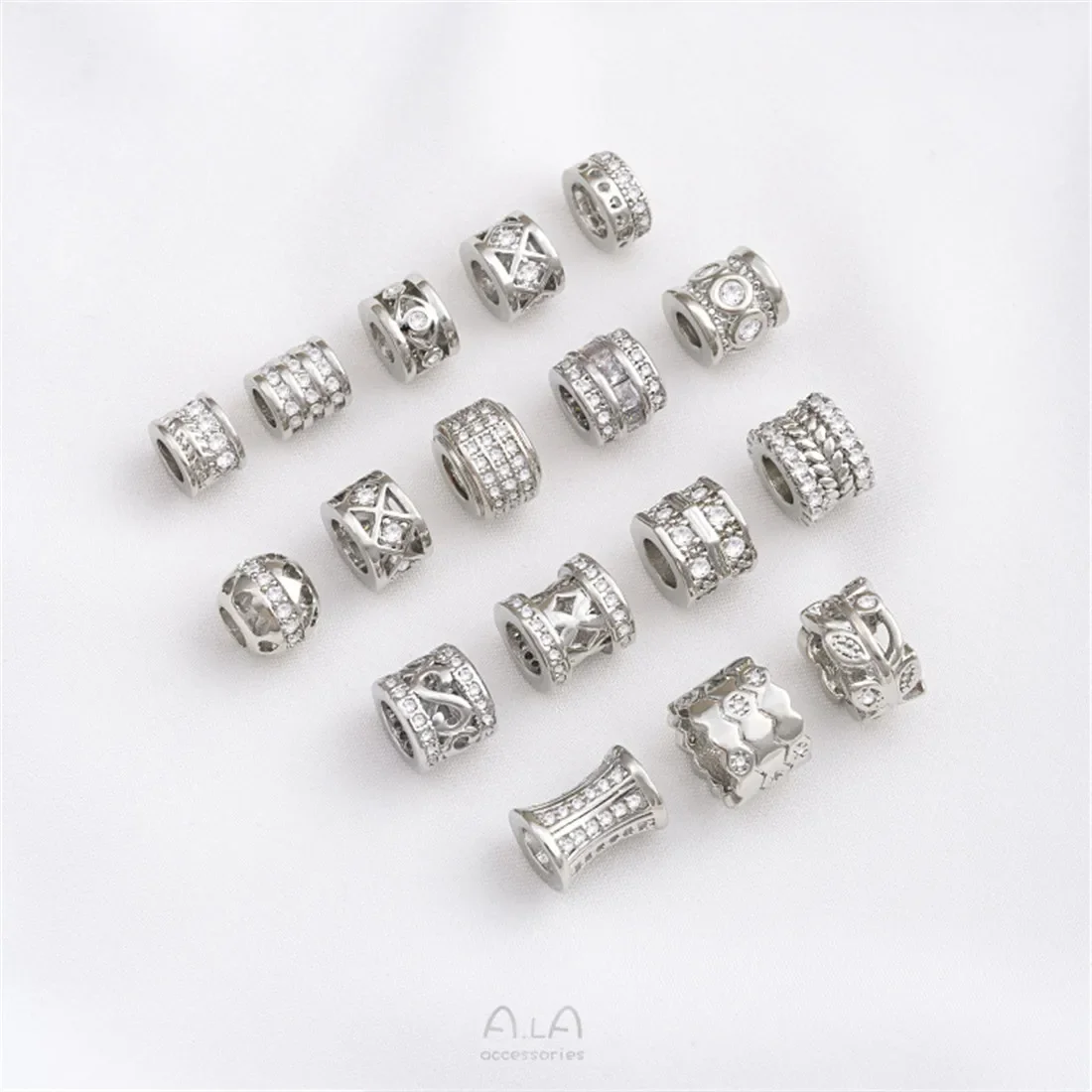 Platinum-Plated Zircon Barrel Beads, Large Holes, Separated from Beads, Passepartout, Handmade Beaded Jewelry Accessories, C180
Platinum-Plated Zircon Barrel Beads, Large Holes, Separated from Beads, Passepartout, Handmade Beaded Jewelry Accessories, C180
