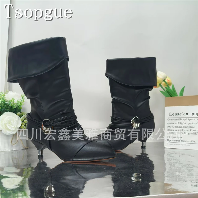 New Big Tube Suede Pointed Toe Women Boots Autumn Winter Metal Decor Kitten Heel Fashion Runway Mid Calf Boots
New Big Tube Suede Pointed Toe Women Boots Autumn Winter Metal Decor Kitten Heel Fashion Runway Mid Calf Boots