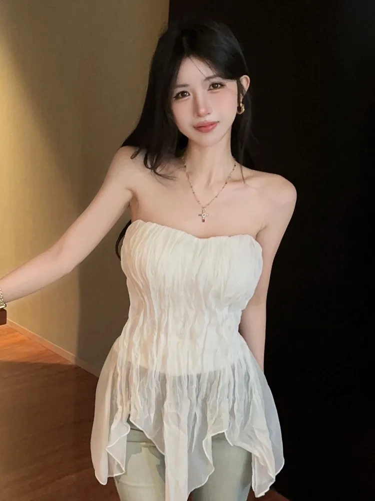 Korean Style Spicy Girl Asymmetrical Ruffle Crop Top Women's Summer New One-Shoulder Waist-Cinching Pleated Slim Fit Top
Korean Style Spicy Girl Asymmetrical Ruffle Crop Top Women's Summer New One-Shoulder Waist-Cinching Pleated Slim Fit Top