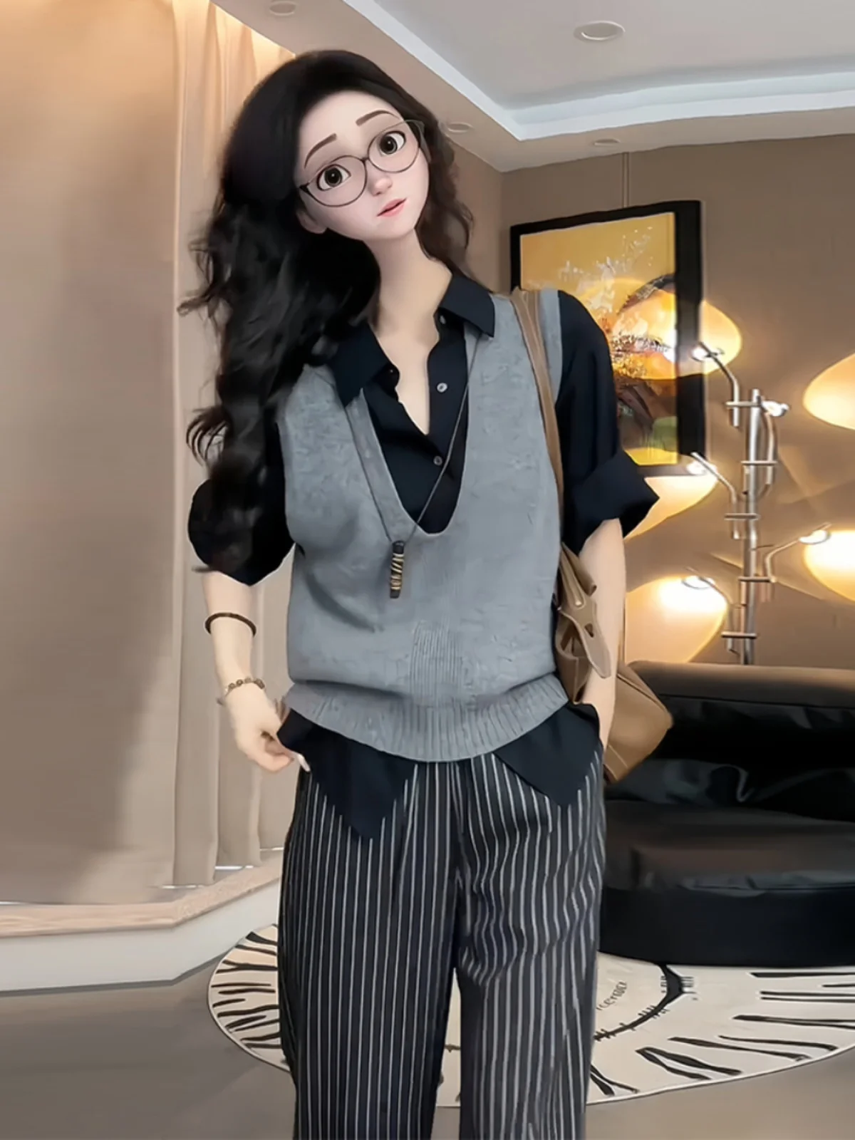 Unique Korean Style Loose Knitted Top Versatile Fashionable Autumn Clothing Age-Defying Trendy Vest Sleeveless Women'swear
Unique Korean Style Loose Knitted Top Versatile Fashionable Autumn Clothing Age-Defying Trendy Vest Sleeveless Women'swear