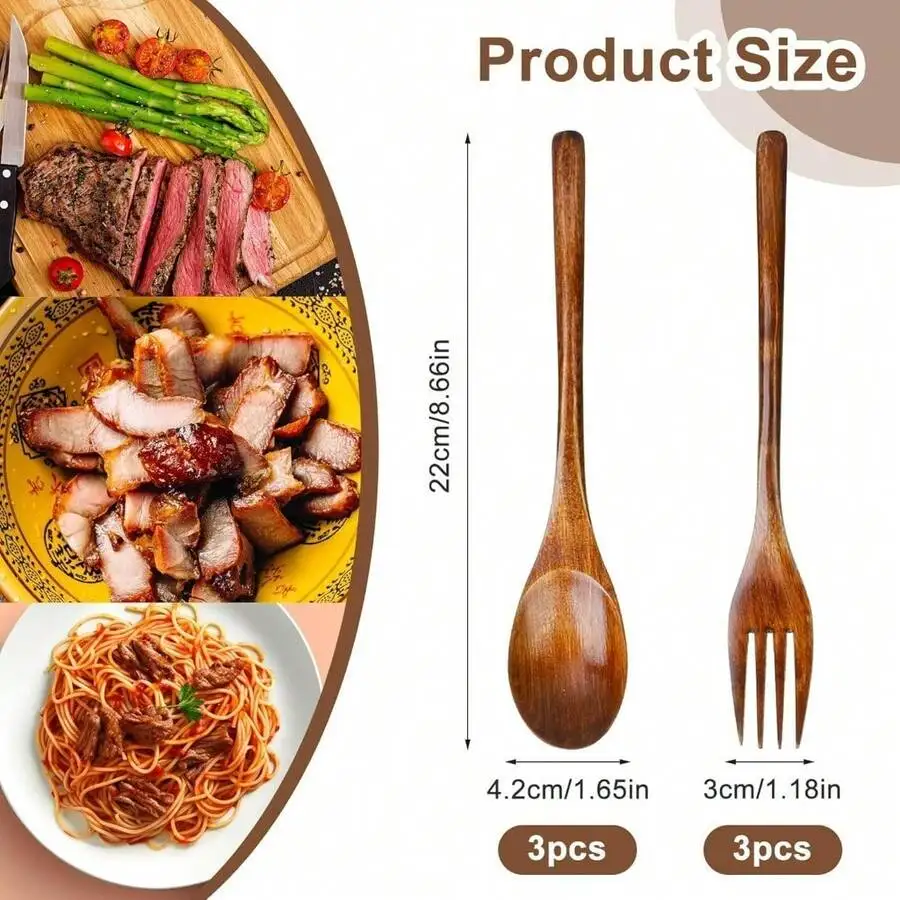 Reusable Wooden Fork And Spoon Set Bamboo Cutlery For Cooking Serving Eating Kitchen Tableware
Reusable Wooden Fork And Spoon Set Bamboo Cutlery For Cooking Serving Eating Kitchen Tableware