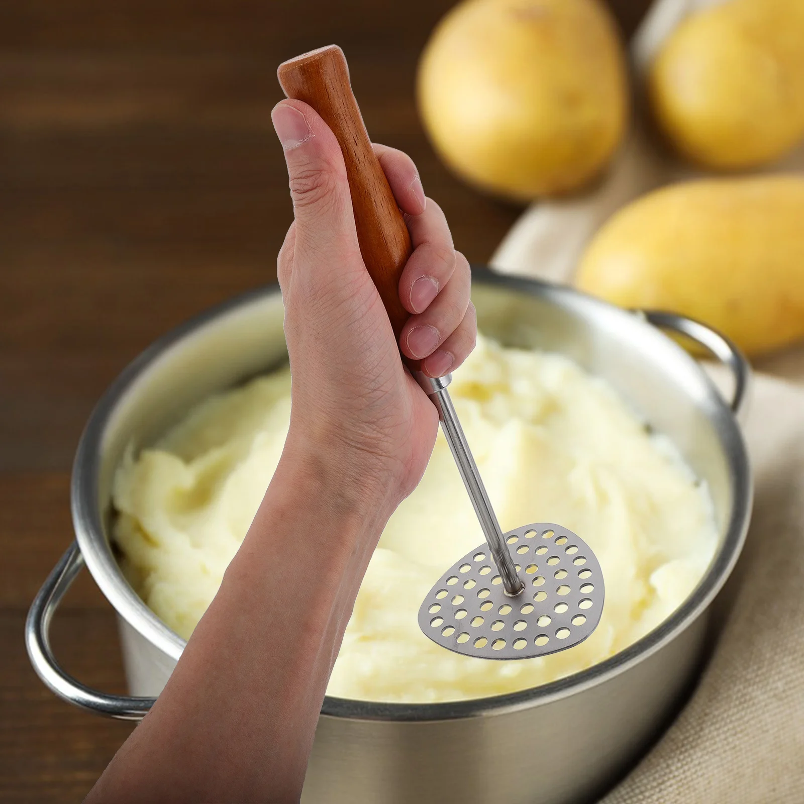 Stainless Steel Potato Masher Long Handle Kitchen Tool Reliable Manual Masher for Potatoes Sweet Potatoes and Fruit
Stainless Steel Potato Masher Long Handle Kitchen Tool Reliable Manual Masher for Potatoes Sweet Potatoes and Fruit