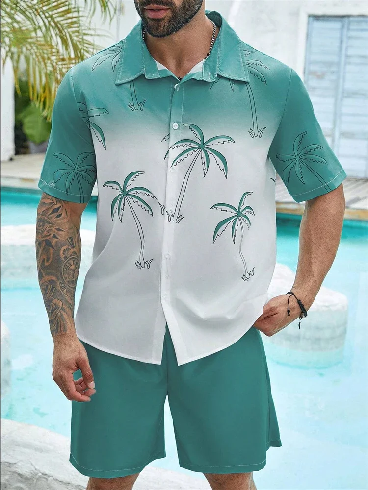 Funny 3D Coconut Tree Print Men's Shirts Sets Fashion Lapel Short Sleeve Tops + Shorts 2 Piece Outfit Summer Casual Beach Suit
Funny 3D Coconut Tree Print Men's Shirts Sets Fashion Lapel Short Sleeve Tops + Shorts 2 Piece Outfit Summer Casual Beach Suit