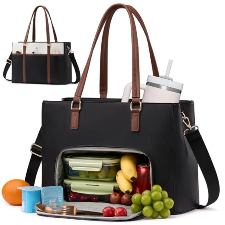 Lunch Bag for Women, Leather Work Laptop Tote Bag with sulated Lunch Compartment, 2 in 1 Lunch Tote for Business, Teacher, Nurs
Lunch Bag for Women, Leather Work Laptop Tote Bag with sulated Lunch Compartment, 2 in 1 Lunch Tote for Business, Teacher, Nurs