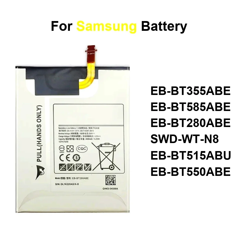 EB-BT550ABE EB-BT355ABE EB-BT515ABU 4000-7800Mah For Samsung Galaxy Tab A T290 T295 7.0 8.0 9.7 10.1 2016 2019 Tablet Battery
EB-BT550ABE EB-BT355ABE EB-BT515ABU 4000-7800Mah For Samsung Galaxy Tab A T290 T295 7.0 8.0 9.7 10.1 2016 2019 Tablet Battery