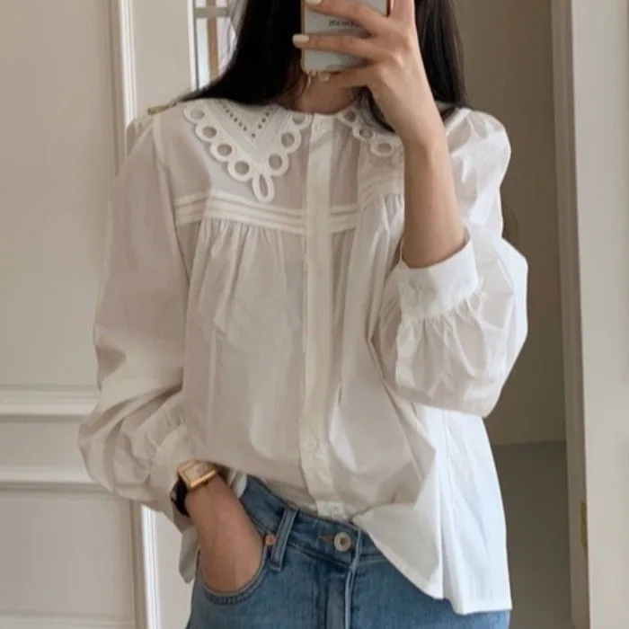 Изысканная винтажная блузка с воротником-стойкой и рукавами-фонариками, универсальная хлопковая длинная блузка для повседневной носки и офиса для женщин
Изысканная винтажная блузка с воротником-стойкой и рукавами-фонариками, универсальная хлопковая длинная блузка для повседневной носки и офиса для женщин