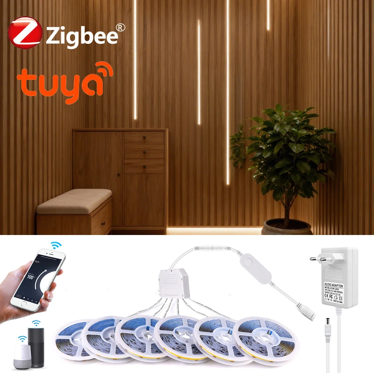 Multiple Parallel Connections LED Decorative Lamp Ribbon Smart Zigbee/Tuya COB Strip For Sound-absorbing Panel Cabinet Wall Deco
Multiple Parallel Connections LED Decorative Lamp Ribbon Smart Zigbee/Tuya COB Strip For Sound-absorbing Panel Cabinet Wall Deco