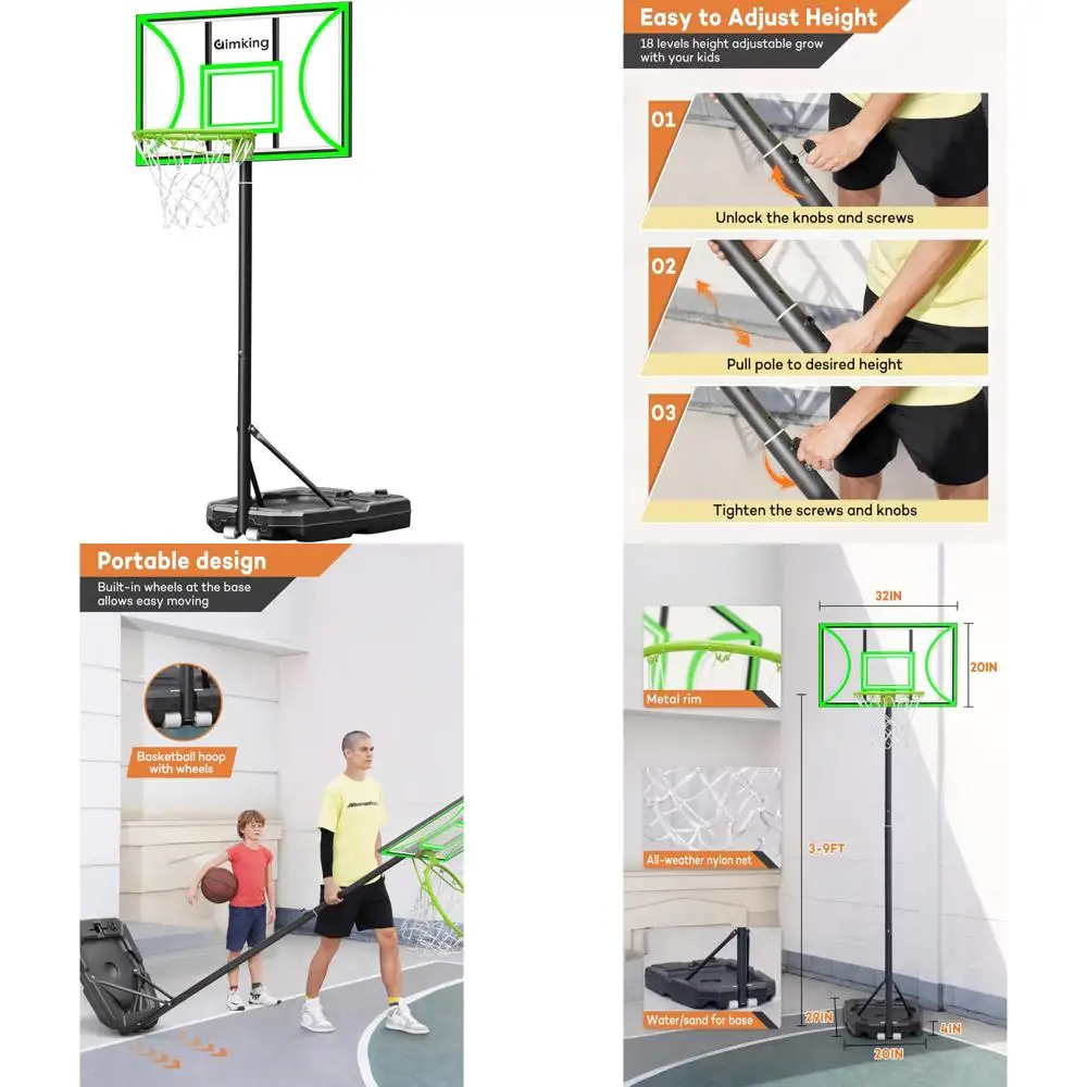 Adjustable Height Outdoor Basketball System with 40 Inch Backboard, 3.3FT-10FT Range for All Ages 
Adjustable Height Outdoor Basketball System with 40 Inch Backboard, 3.3FT-10FT Range for All Ages