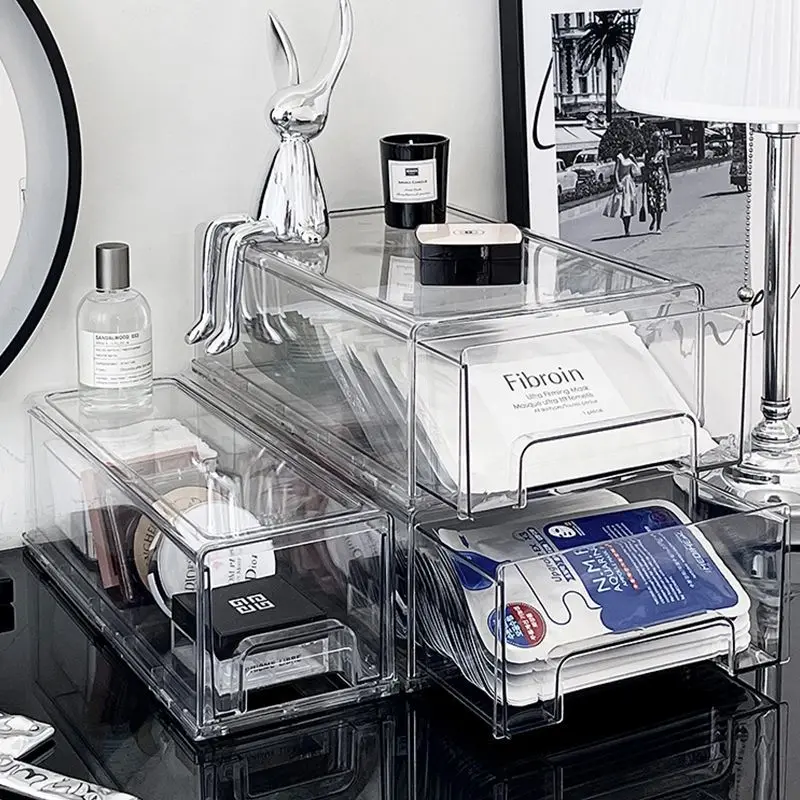 Transparent Pull-out Cosmetic Storage Box Drawer Type Stacking Pill Organizer Sliding Medicine Rack Makeup Shelf Plastic Basket 
Transparent Pull-out Cosmetic Storage Box Drawer Type Stacking Pill Organizer Sliding Medicine Rack Makeup Shelf Plastic Basket