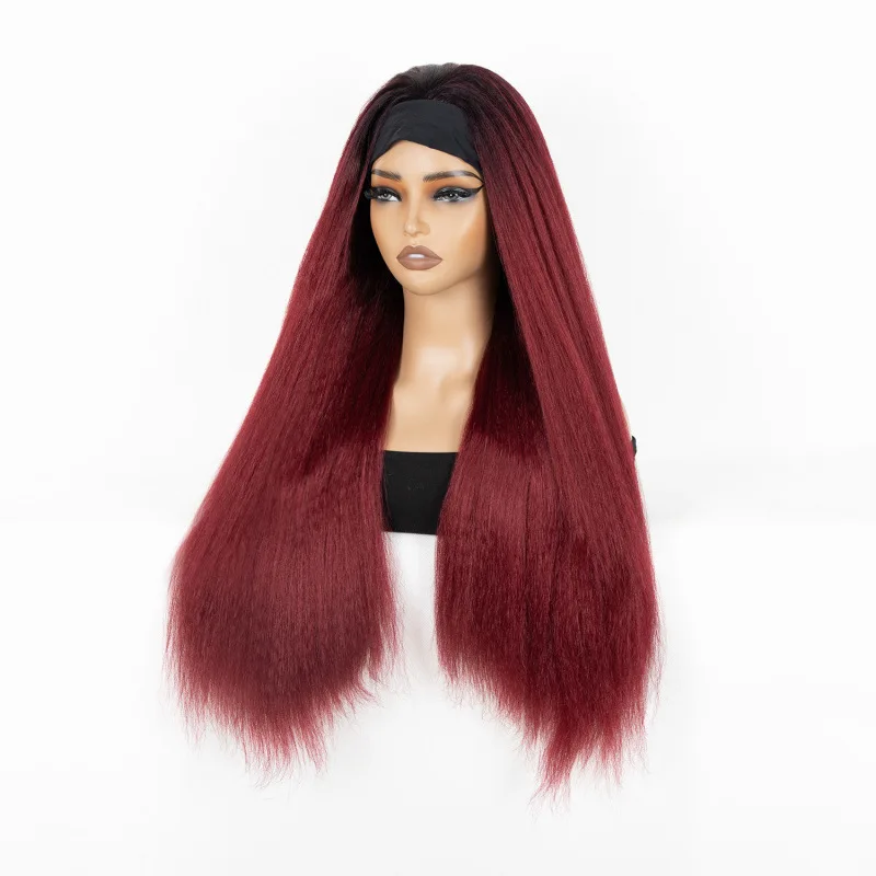 European and American style women's burgundy long straight hair wig without bangs, made of domestic synthetic fiber, easy to sty
European and American style women's burgundy long straight hair wig without bangs, made of domestic synthetic fiber, easy to sty