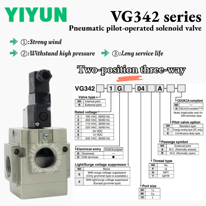 1PC Three-way socket solenoid valve VG342-3D-04A 06A 10A VG342R-3D-04 06 10 VG342R-4D 5D-04 06 10 VG342 series YIYUN
1PC Three-way socket solenoid valve VG342-3D-04A 06A 10A VG342R-3D-04 06 10 VG342R-4D 5D-04 06 10 VG342 series YIYUN