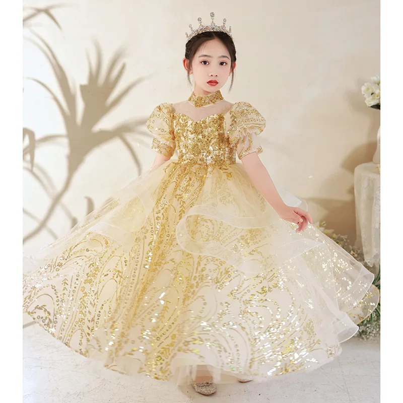 High-end Children's Formal Dress Princess Dress Stylish Girls2025New Host Golden Catwalk Piano Performance Costume Spring
High-end Children's Formal Dress Princess Dress Stylish Girls2025New Host Golden Catwalk Piano Performance Costume Spring