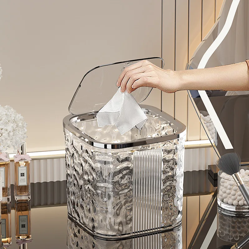 Light Luxury Pressing Desktop Trash Can Glacier Pattern Table Paper Basket Living Room Mini Garbage Bin Nordic Storage Bucket
Light Luxury Pressing Desktop Trash Can Glacier Pattern Table Paper Basket Living Room Mini Garbage Bin Nordic Storage Bucket