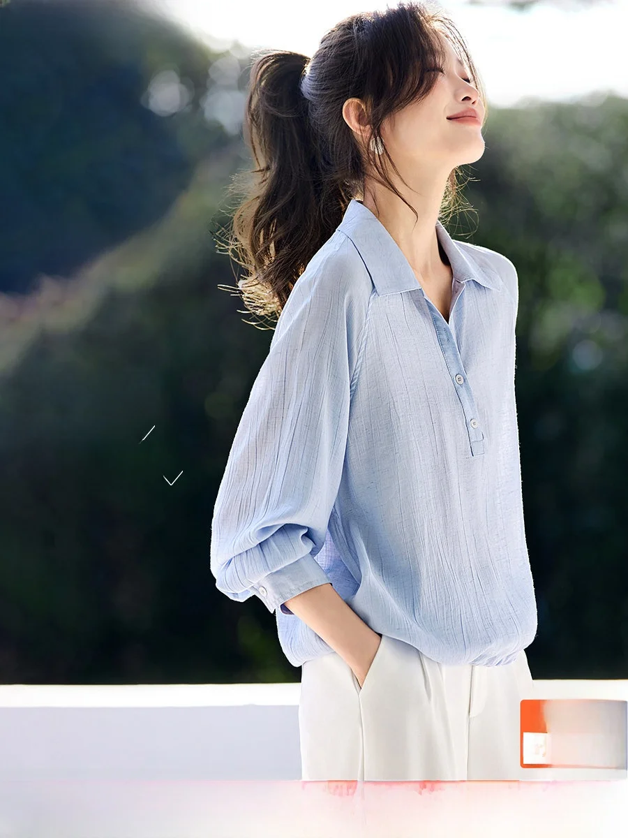 Mehaiyimei 2026 Spring New Linen Blend Long Sleeve Neck Short Shirt Women's Loose Fit Adjustable Hem Girl's Style
Mehaiyimei 2026 Spring New Linen Blend Long Sleeve Neck Short Shirt Women's Loose Fit Adjustable Hem Girl's Style
