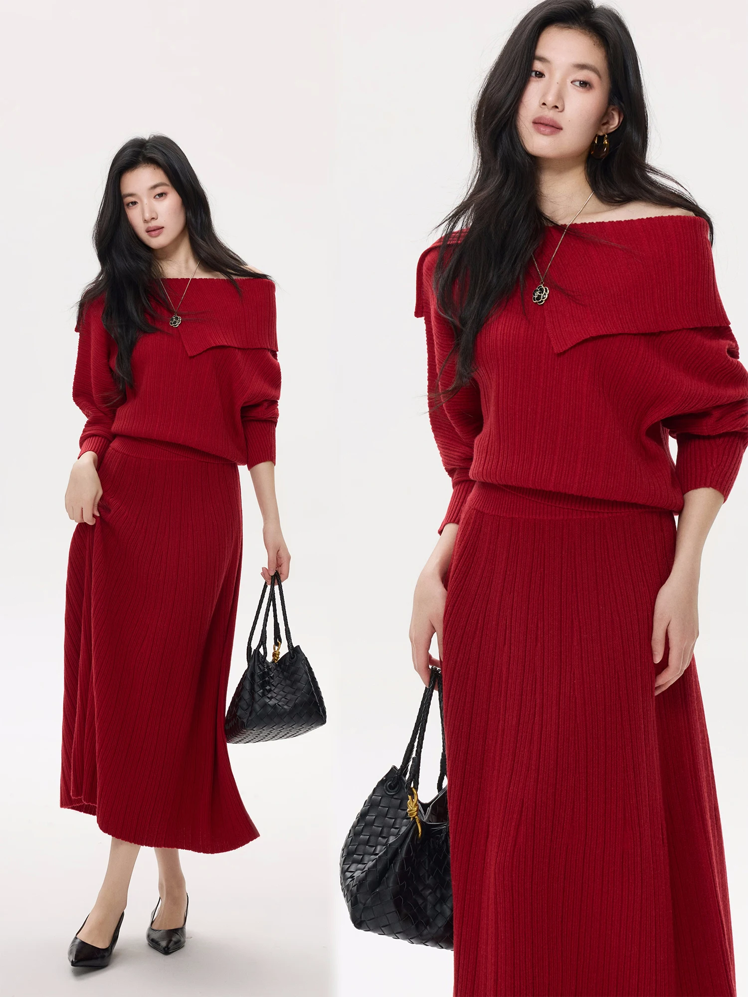 Красный вязаный комплект из шерсти и льна для зимы: модный наряд с бантом на плече, юбка А-силуэта с высокой талией, повседневный, с длинными рукавами, цельный комбинезон
Красный вязаный комплект из шерсти и льна для зимы: модный наряд с бантом на плече, юбка А-силуэта с высокой талией, повседневный, с длинными рукавами, цельный комбинезон