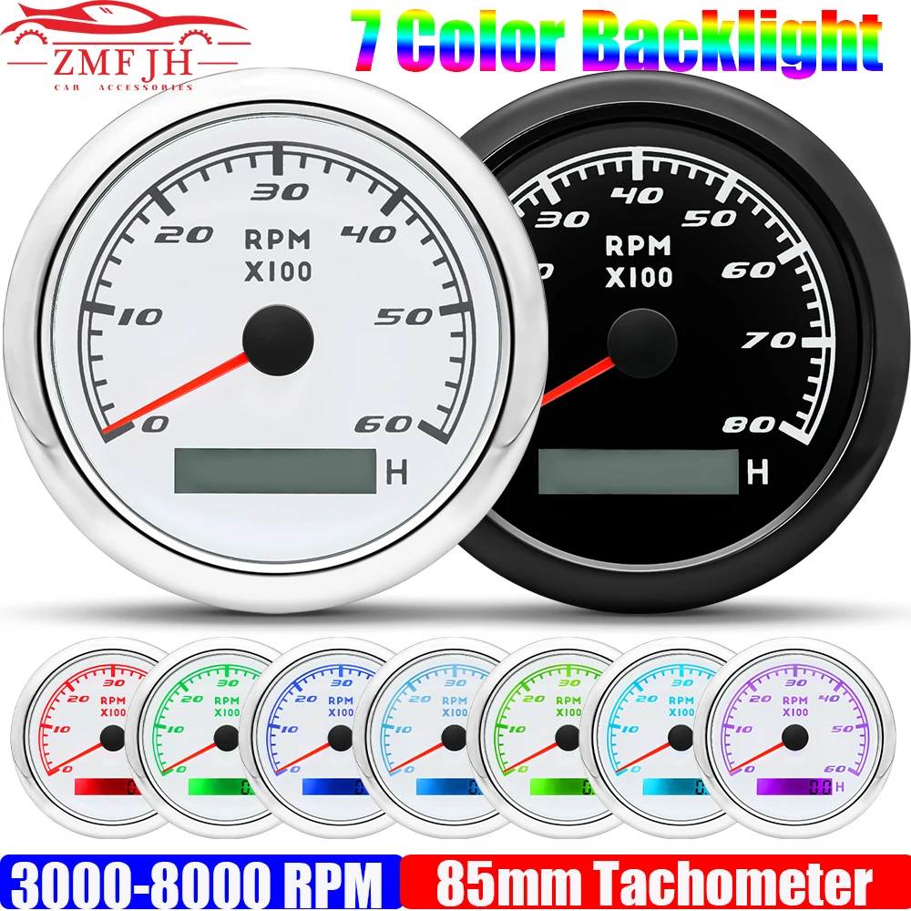 3000RPM,4000RPM,6000RPM,7000RPM,8000RPM 85mm Tachometer 7 Color Light Auto Car Marine Boat Yacht Tacho Meter Waterproof DC12V24V
3000RPM,4000RPM,6000RPM,7000RPM,8000RPM 85mm Tachometer 7 Color Light Auto Car Marine Boat Yacht Tacho Meter Waterproof DC12V24V