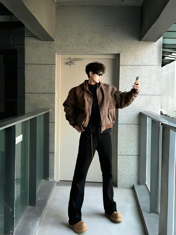 Brown Leather Jaet Men's Women's Autumn Winter Faionable Workwear Detroit Sle Coat Warmth Casual Long Sve Zipper
Brown Leather Jaet Men's Women's Autumn Winter Faionable Workwear Detroit Sle Coat Warmth Casual Long Sve Zipper