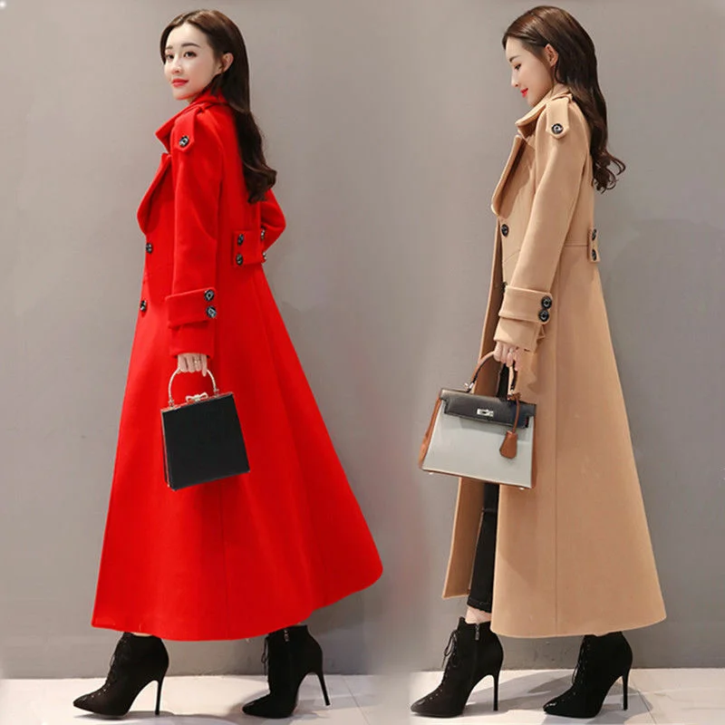 Autumn Winter Thiened Korean Sle Women's Woolen Coat Long Over-Knee Slimming Waistcoat Button ket Details
Autumn Winter Thiened Korean Sle Women's Woolen Coat Long Over-Knee Slimming Waistcoat Button ket Details