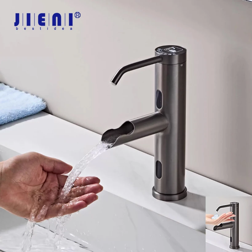 JIENI Sensor Bathroom Sink Faucet Deck Mounted Smart Washbasin Tap Hot Cold Mixer Taps W/ Soap Dispenser Combo
JIENI Sensor Bathroom Sink Faucet Deck Mounted Smart Washbasin Tap Hot Cold Mixer Taps W/ Soap Dispenser Combo