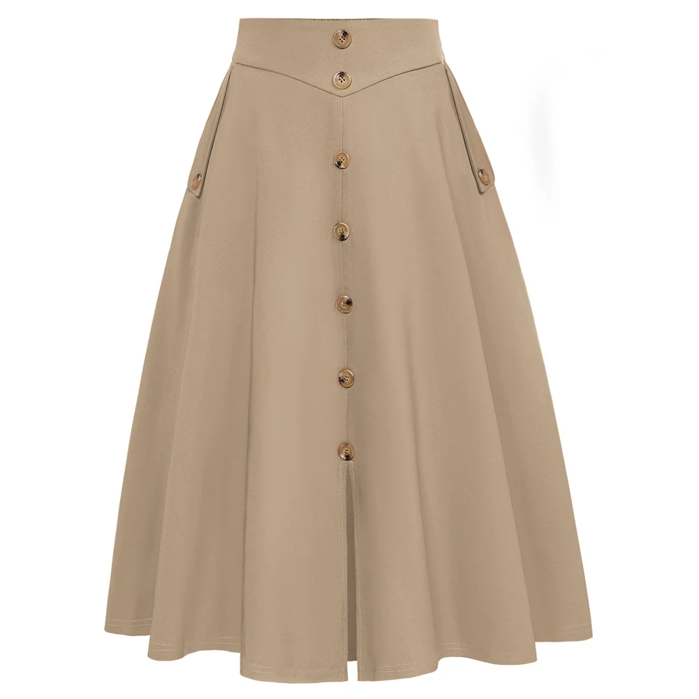 BP Women Vintage Front Slit Swing Skirt High Waist Buttons Decorated A-line Skirt Causal Fashion Slight Strech Mia-calf Dresses
BP Women Vintage Front Slit Swing Skirt High Waist Buttons Decorated A-line Skirt Causal Fashion Slight Strech Mia-calf Dresses
