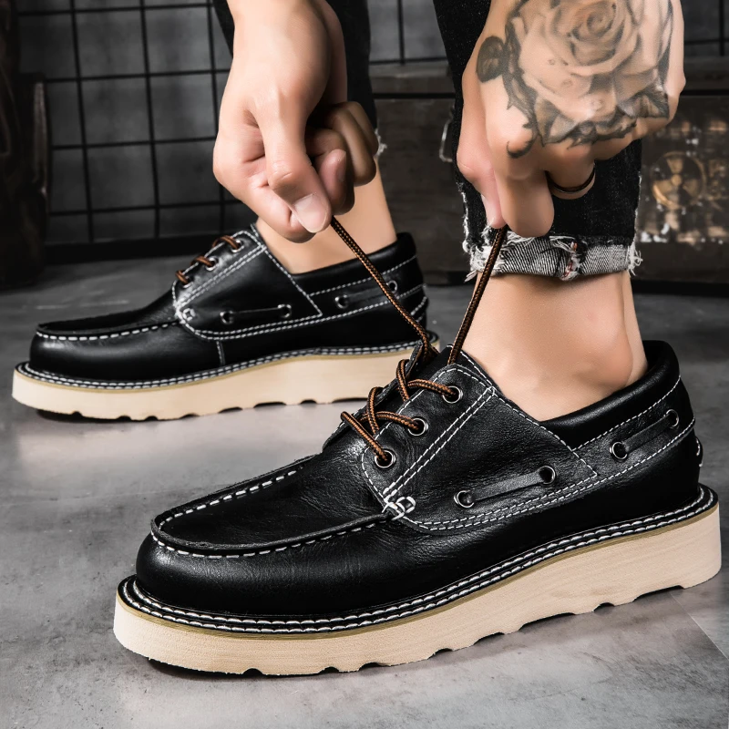 Genuine leather men's shoes Trendy designer style Fashion Party Business Office High quality thick soled Black shoes New
Genuine leather men's shoes Trendy designer style Fashion Party Business Office High quality thick soled Black shoes New