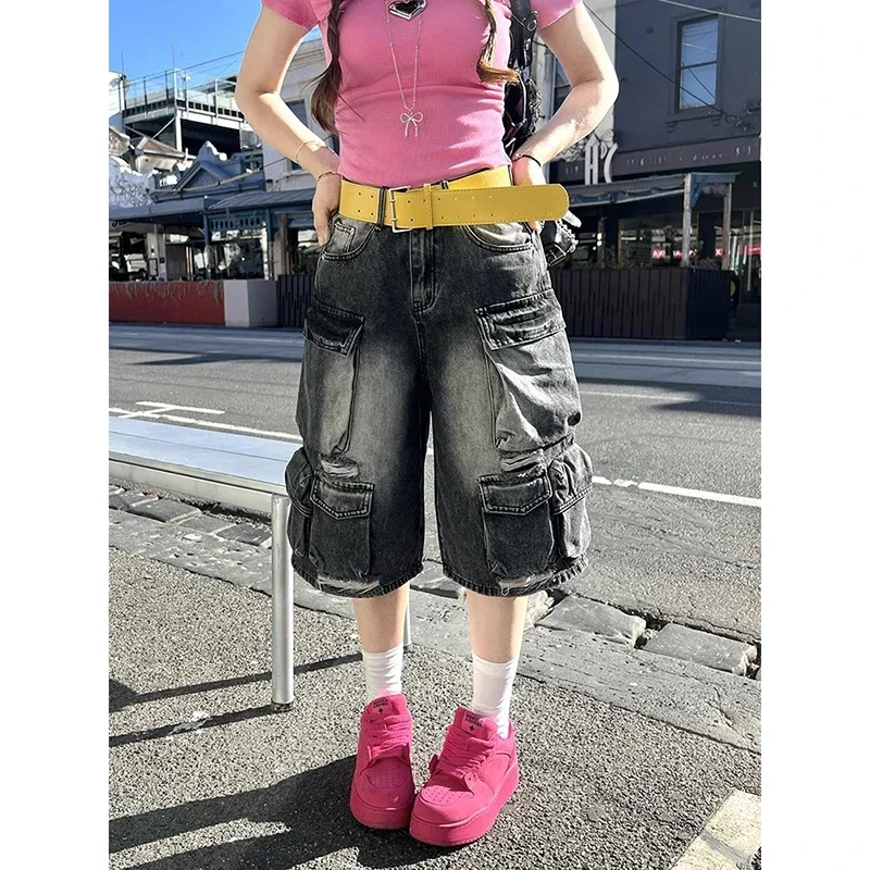 Vintage 2000s Oversize Washed Black Ripped Jeans 2025 Summer Y2k Streetwear American Retro Loose Straight Wide Leg Denim Shorts
Vintage 2000s Oversize Washed Black Ripped Jeans 2025 Summer Y2k Streetwear American Retro Loose Straight Wide Leg Denim Shorts