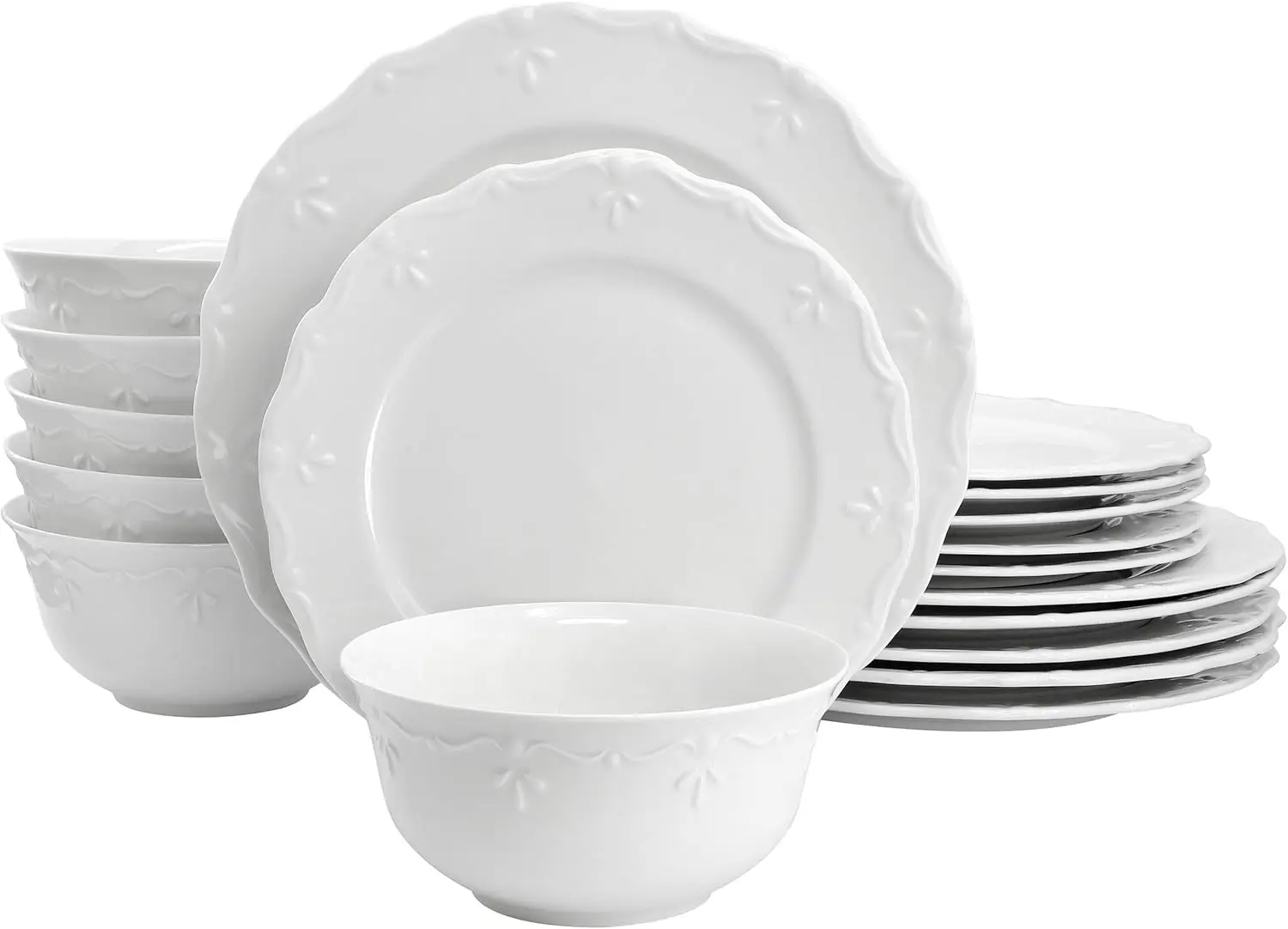 Henryi 18 Piece Embossed Rim Detail Porcelain White Dinnerware Set, Tableware Set, Serveware (18 Piece)
Henryi 18 Piece Embossed Rim Detail Porcelain White Dinnerware Set, Tableware Set, Serveware (18 Piece)