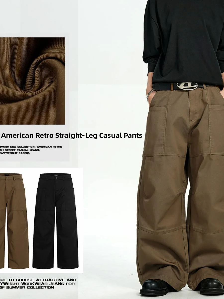 Retro American Workwear Jeans Men's Women's Wide Leg Casual Pants Large ket Design Loose Slimming Versatile Loose Fit Jeans
Retro American Workwear Jeans Men's Women's Wide Leg Casual Pants Large ket Design Loose Slimming Versatile Loose Fit Jeans