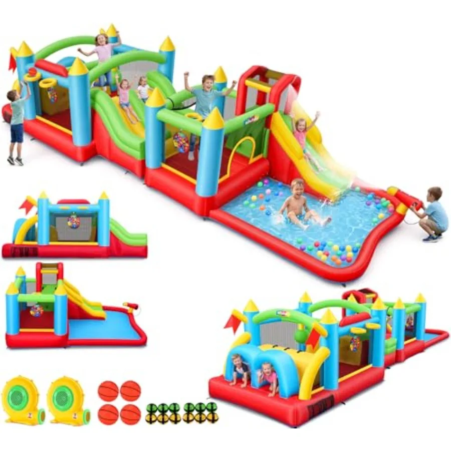 Гигантский надувной батут-горка 29 футов для детей 3-12 лет с многосекционной полосой препятствий, синего цвета, с горками и туннелем
Гигантский надувной батут-горка 29 футов для детей 3-12 лет с многосекционной полосой препятствий, синего цвета, с горками и туннелем