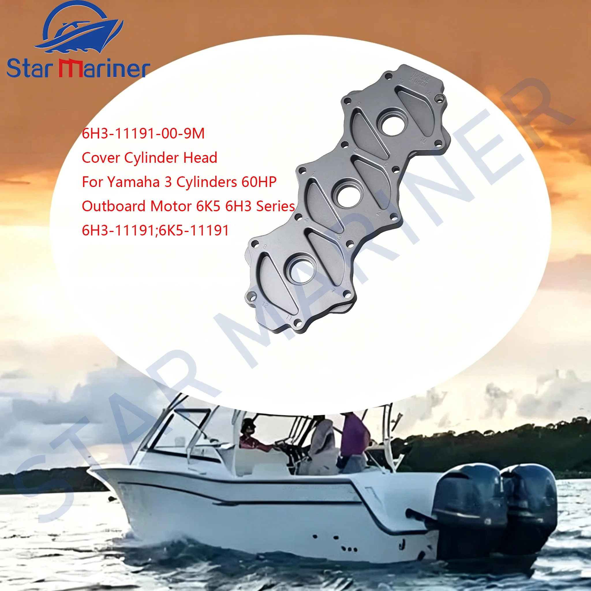 For Yamaha 6H3-11191-00-9M Cover Cylinder Head 3 Cylinders 60HP Outboard Motor 6K5 6H3 Series 6H3-11191;6K5-11191 parts
For Yamaha 6H3-11191-00-9M Cover Cylinder Head 3 Cylinders 60HP Outboard Motor 6K5 6H3 Series 6H3-11191;6K5-11191 parts