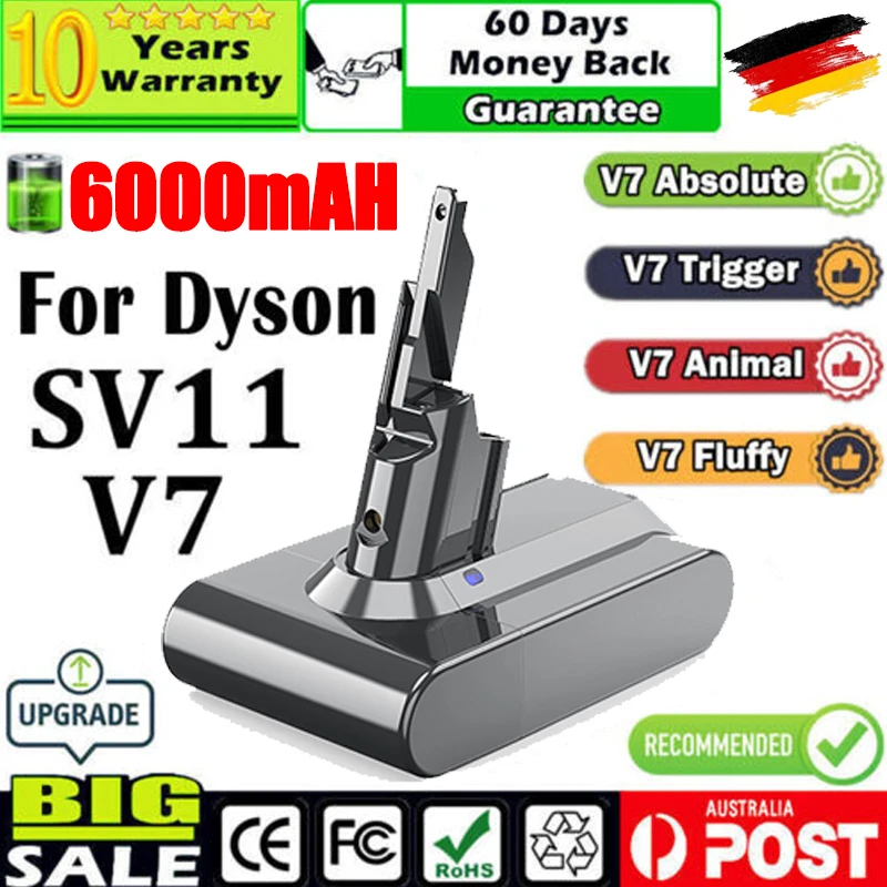 6000mAH long-lasting Replacement battery for Dyson V7 V8 V10 Series SV12 DC62 SV11 SV10 Handheld Vacuum Cleaner Spare Batterie
6000mAH long-lasting Replacement battery for Dyson V7 V8 V10 Series SV12 DC62 SV11 SV10 Handheld Vacuum Cleaner Spare Batterie