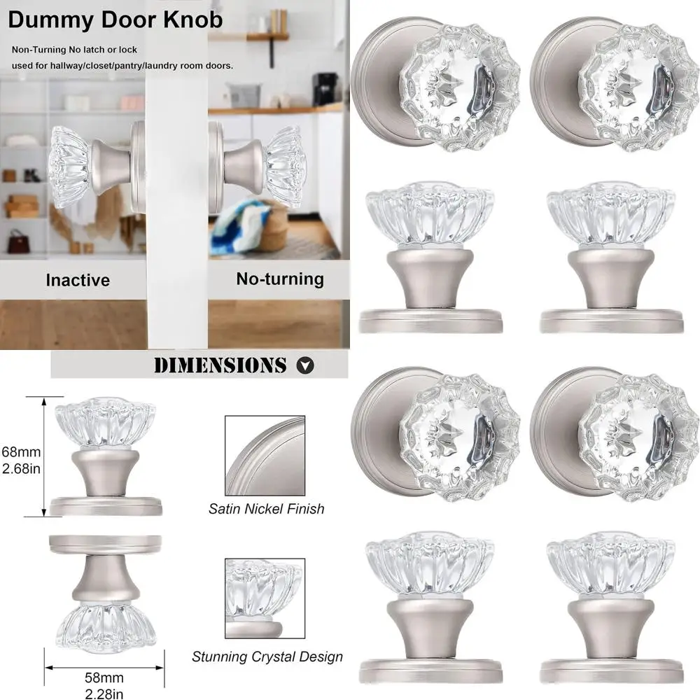 Комплект из 4-х дверных ручек-имитаций из матового никеля, стеклянные, для прихожих или гардеробных
Комплект из 4-х дверных ручек-имитаций из матового никеля, стеклянные, для прихожих или гардеробных